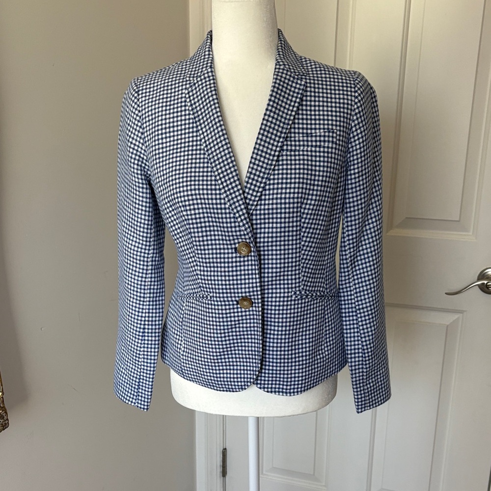 Talbots Navy & White Gingham Blazer